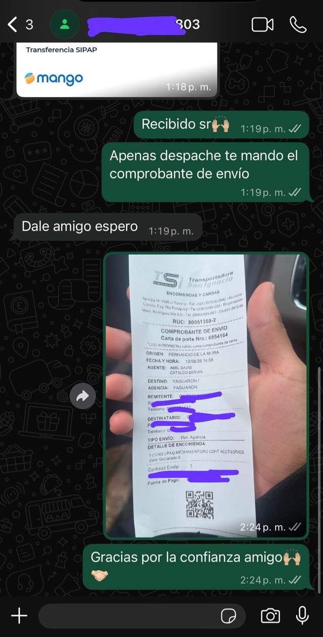 Comprobante de envío por encomienda 1